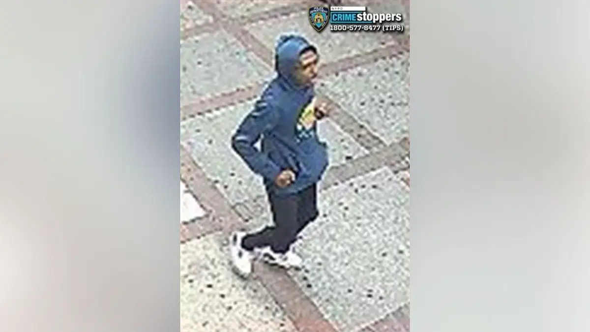 NYPD Crime Stoppers surveillance image of a suspect wanted in the alleged assault of a 90-year-old woman in Brighton Beach, Brooklyn