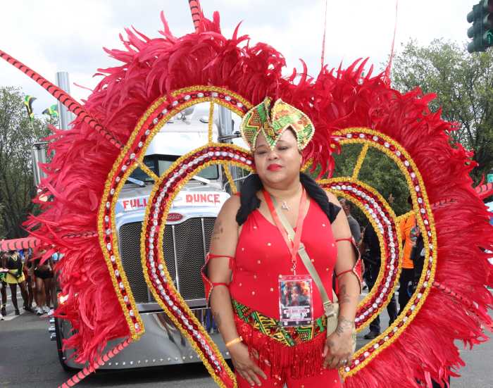 Swan Rodriguez portrays Branches and Associates' "Mama Africa" during the West Indian American Day Carnival Parade in 2025.