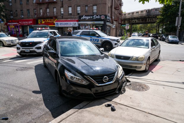 According to witnesses, a man driving a black Nissan Altima sedan with a female passenger in tow was being pursued by another man driving an older model beige Lexus sedan eastbound on New Lots Avenue in Brooklyn on Thursday September 3, 2026. 1153. The man driving the Altima allegedly stabbed the pursuer multiple times at an unknown location. As the Altima tried to turn right onto Elton Street, the pursuing Lexus struck the rear of the Altima, causing it to mount the sidewalk where it made contact with a small tree. As the Altima backed off and tried to leave, the Lexus partially mounted the sidewalk and struck the driver door of the Altima. All occupants of both vehicles then exited and engaged in a physical fight, with the woman from the Altima at one point pulling a gun from a bag as her accomplice yelled 'Give me the Gun'. No shots were fired. The driver of the Altima then took off running westbound on New lots Avenue, with the bleeding driver of the Lexus in hot pursuit. The Lexus driver caught up with his adversary just past 866 New Lots Avenue and, while gushing blood from his wounds, managed to get the upper hand and gouged out the left eye of his adversary while screaming 'You tried to kill me', before dropping it on the sidewalk. The Lexus driver then collapsed between parked cars a few feet away. According to witnesses, the woman from the black Nissan Altima was eventually arrested, but only after she got rid of the gun, removed other items from the car, and changed her clothes. (Theodore Parisienne / New York Daily News)