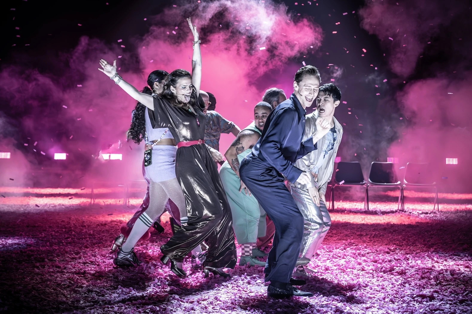 Hayley Atwell (Beatrice),Tom Hiddleston (Benedick) and cast of Much Ado About Nothing
