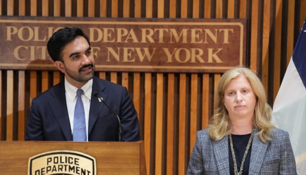 Mayor Zohran Mamdani and NYPD Police Commissioner Jessica Tisch give a security-related press conference at Police Headquarters in Manhattan on Wednesday, Sept. 9, 2026, to assure Jewish New Yorkers' safety during the High Holy Days. (Barry Williams / New York Daily News)