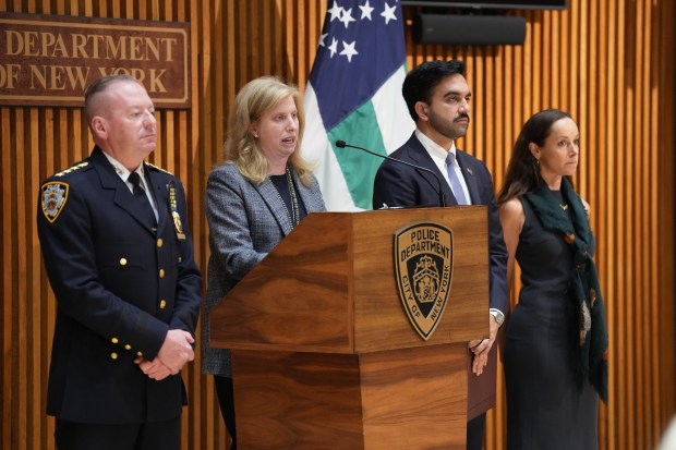Mayor Zohran Mamdani and NYPD Police Commissioner Jessica Tisch give a security-related press conference at Police Headquarters in Manhattan on Wednesday, Sept. 9, 2026, to assure Jewish New Yorkers' safety during the High Holy Days. (Barry Williams / New York Daily News)