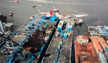 One dead after explosion at Staten Island petroleum barge triggers massive container fire
