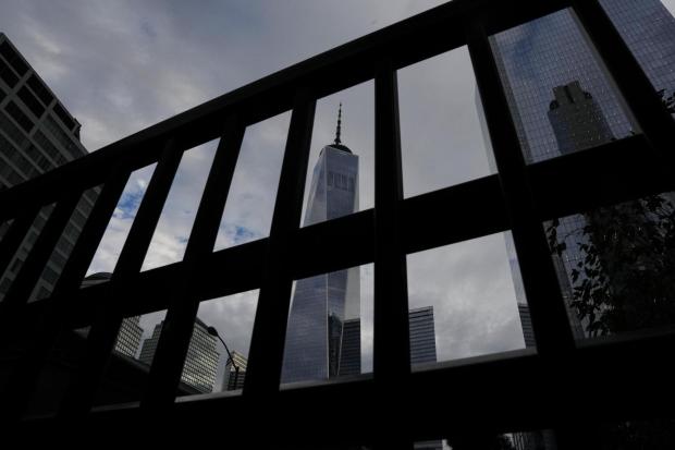 The memorial is seen on the 25th anniversary of the September 11, 2001, terrorist attacks, Friday, Sept. 11, 2026, in New York. (AP Photo/Angelina Katsanis)