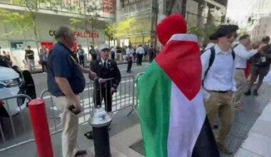 Firefighter rips Elmo-clad pro-Palestinian agitator near Ground Zero on 9/11