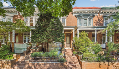 row of brick houses