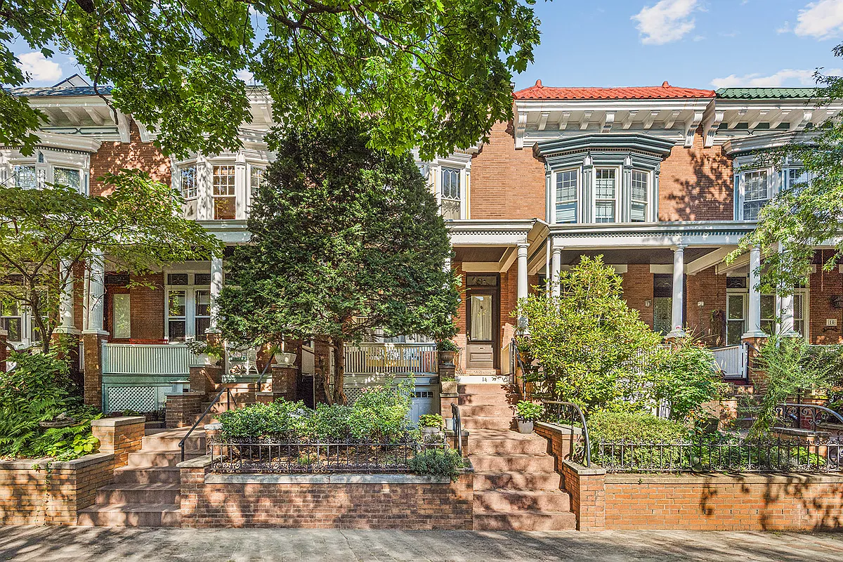 row of brick houses