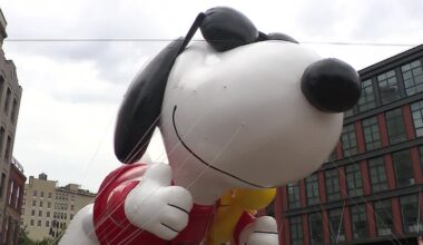 Macy's Thanksgiving Parade balloon shows Snoopy as his alter ego "Joe Cool" alongside Woodstock