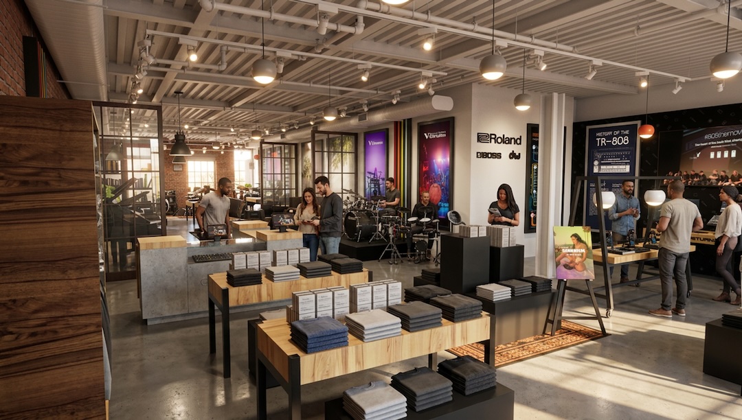 A rendering of the upcoming Roland Store New York City.