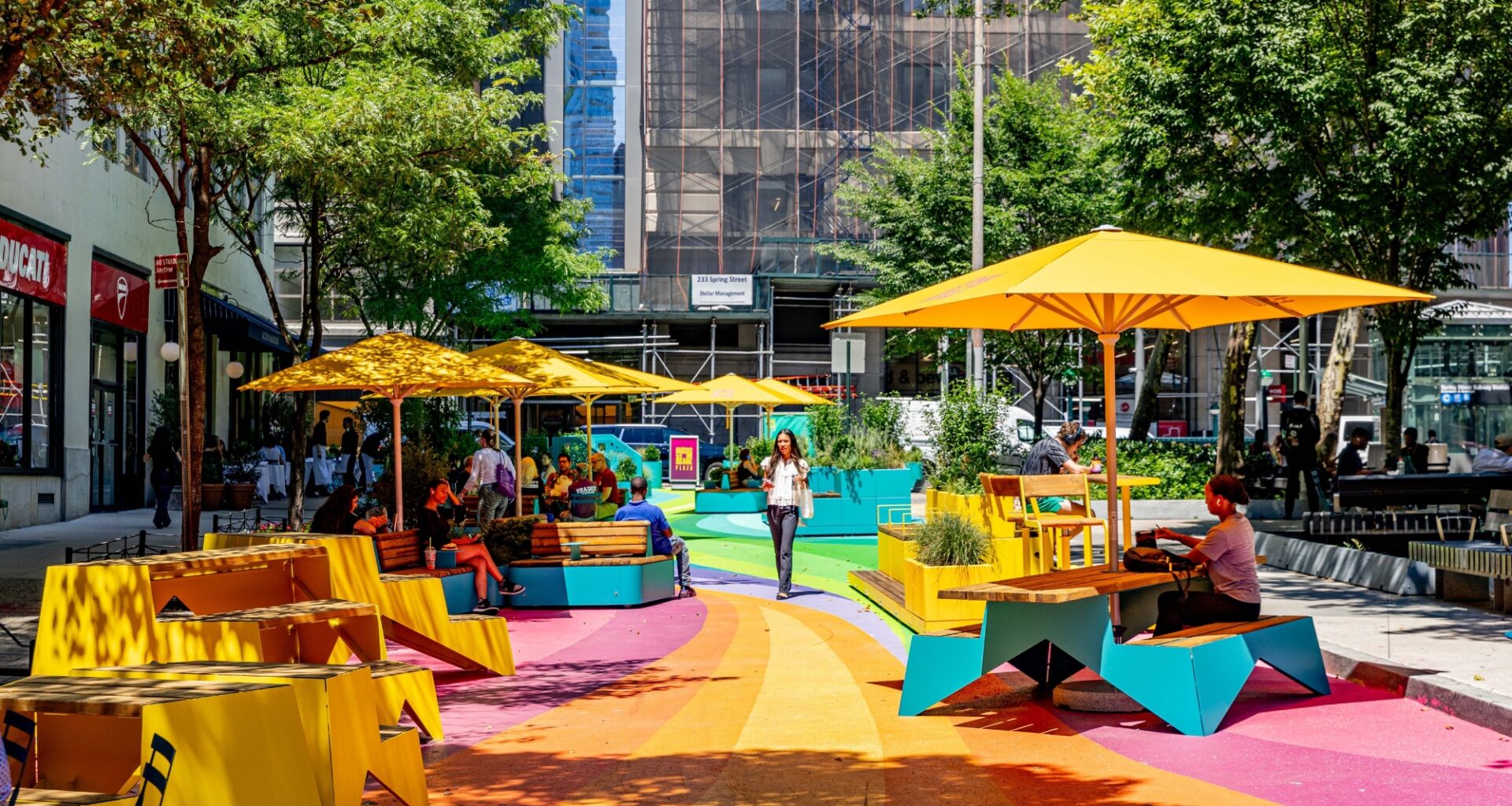 Hudson Square gets a colorful pedestrian plaza