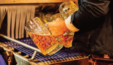 Oktoberfest is the world’s largest folk festival, pro­viding a wonderful pretext to drink cold beer in large steins and wear lederhosen!