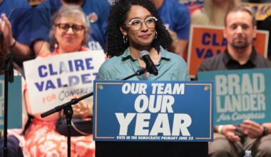 NEW YORK, NEW YORK - JUNE 18: Congressional candidate Darializa Avila Chevalier speaks during a Get Out the Vote (GOTV) rally at King's Theater on June 18, 2026 in New York City. Sen. Bernie Sanders (I-VT) joined Mayor Zohran Mamdani ahead of next week's primary, and the start of early voting on Saturday, as the pair campaigned for Brad Lander, Claire Valdez and Darializa Avila Chevalier, who are challenging incumbents in Democratic primary contests. (Photo by Michael M. Santiago/Getty Images)