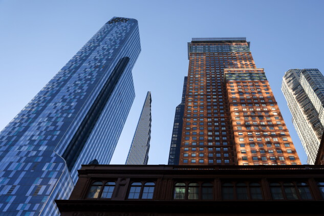 One57, from left, Steinway Tower, Carnegie Hall Tower, and City Spire Condominium along Billionaire's Row in New York.