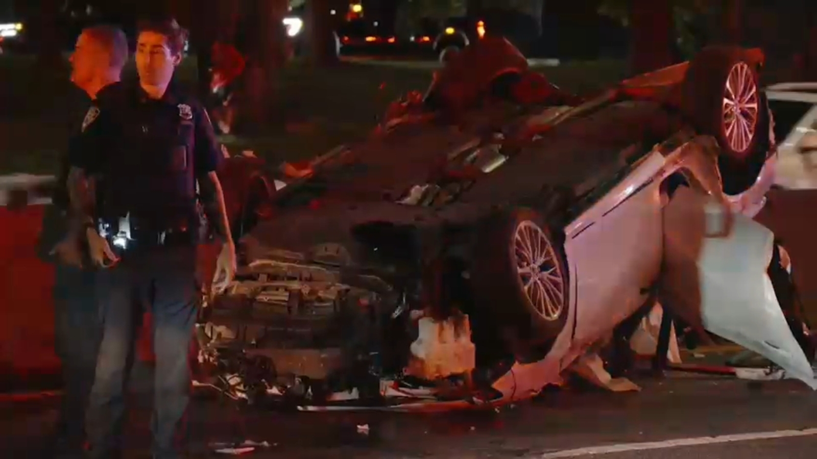 6 injured, 2 critically after car flips over in Queens multi-vehicle crash