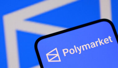Illustration shows Polymarket logo