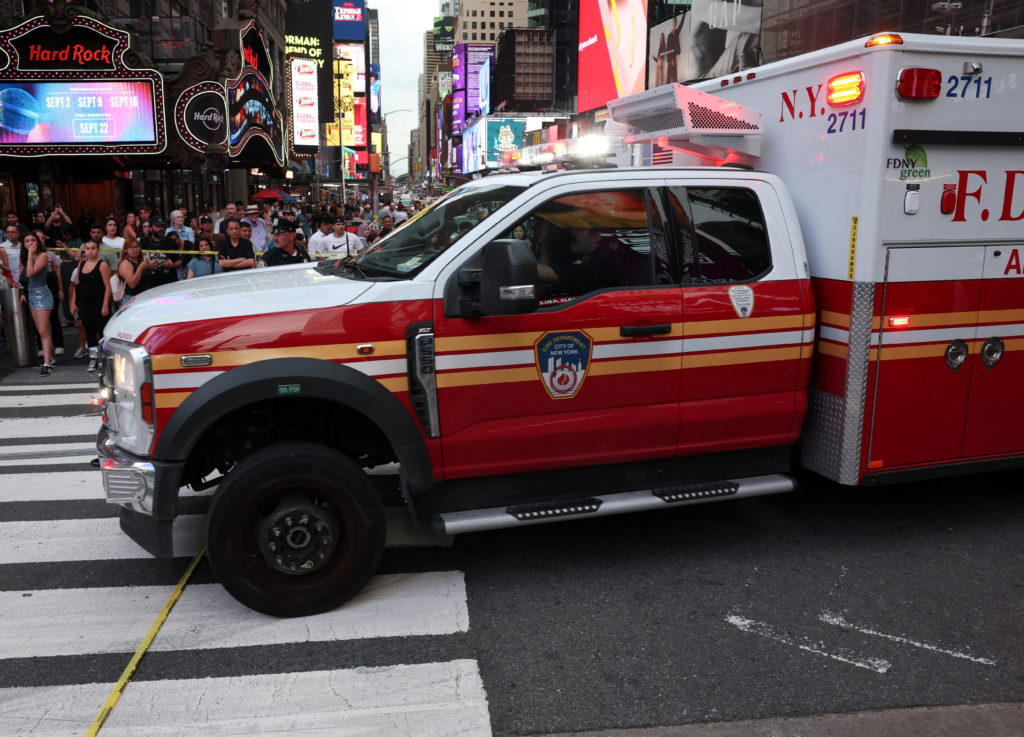 Scene of a shooting in Times Square, in New York City