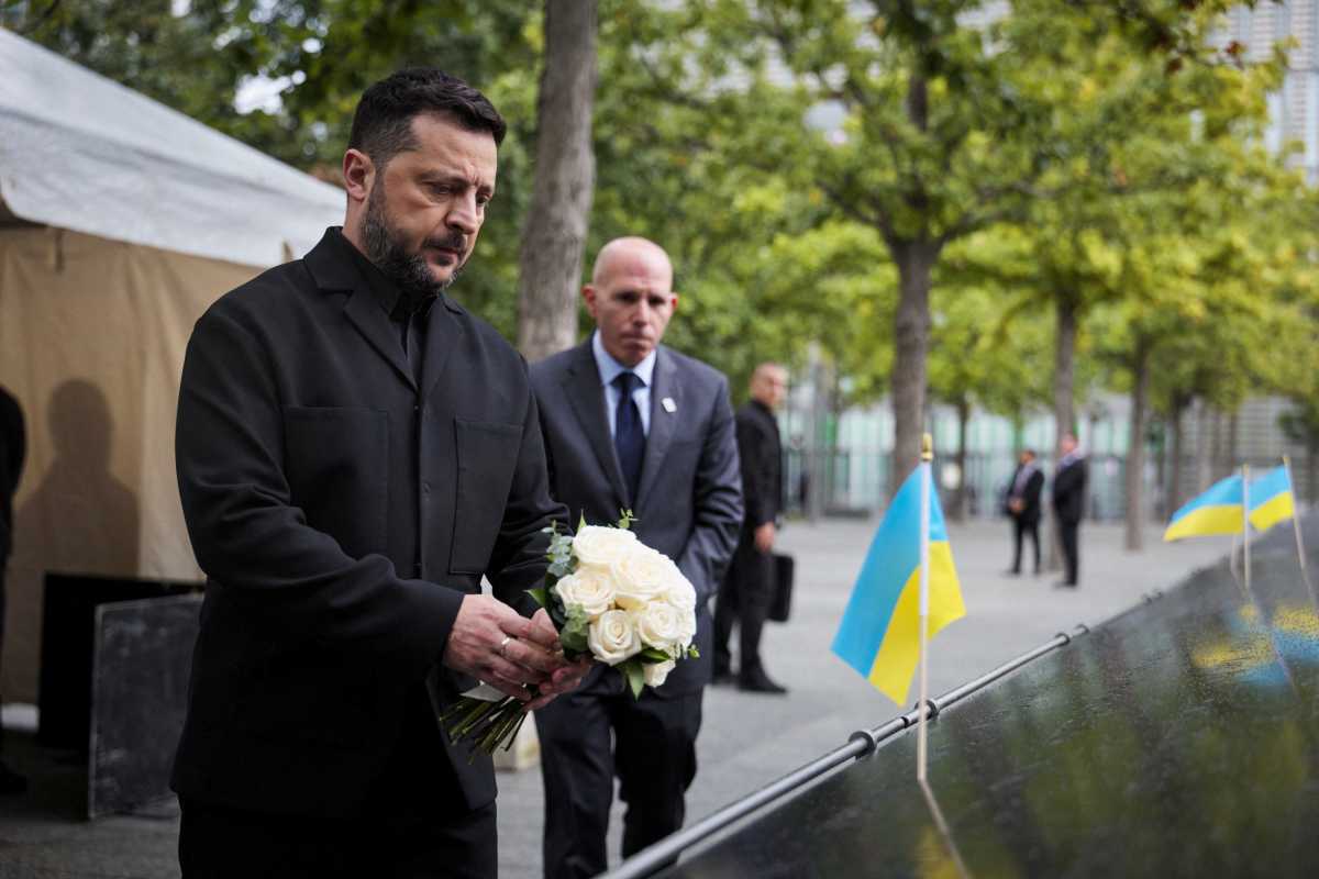 Ukraine's President Volodymyr Zelenskiy visits the 9/11 Memorial & Museum ahead of the 81st United Nations General Assembly in New York City, in this handout picture released Sept. 22, 2026. 
