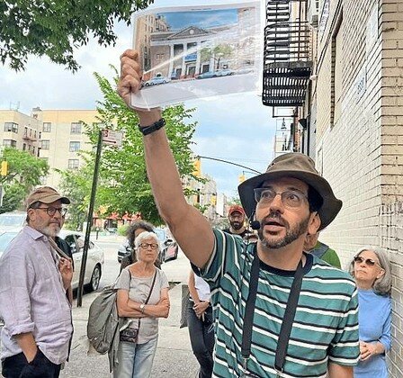 David Herszenson leads a Jewish life walking tour of Fordham in the Bronx on Aug. 30.