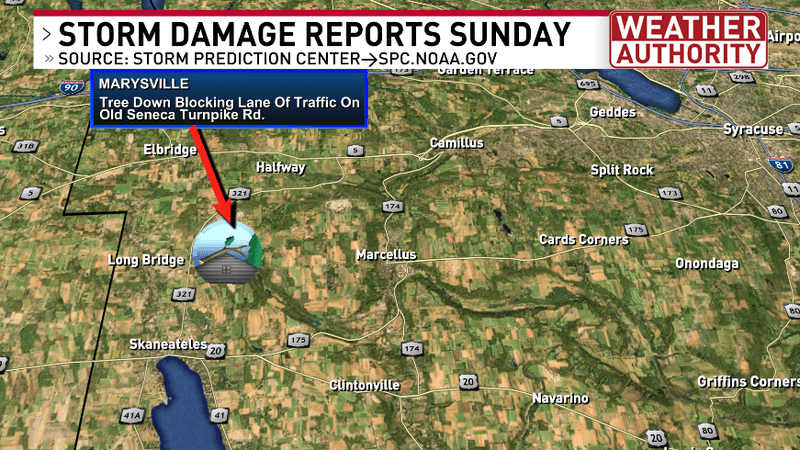 STORM DAMAGE MAP SUNDAY ONONDAGA COUNTY