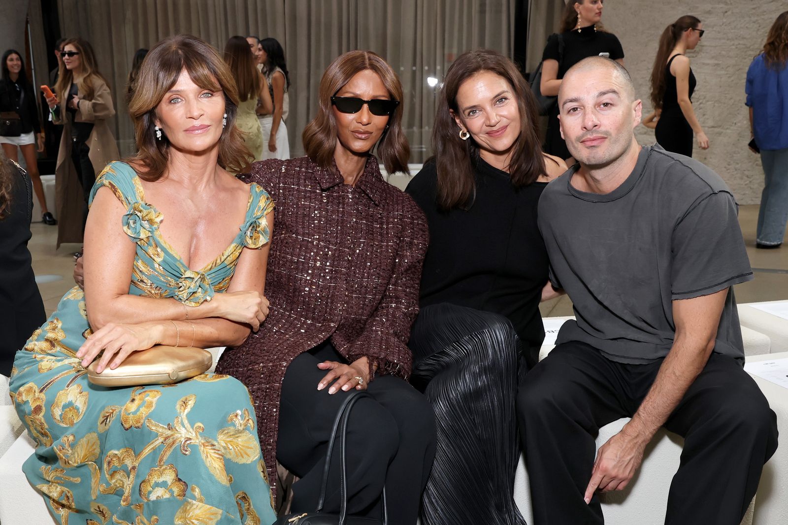 NEW YORK NEW YORK SEPTEMBER 09 Helena Christensen Iman Katie Holmes and Jason Bard Yarmosky attend the Cult Gaia...
