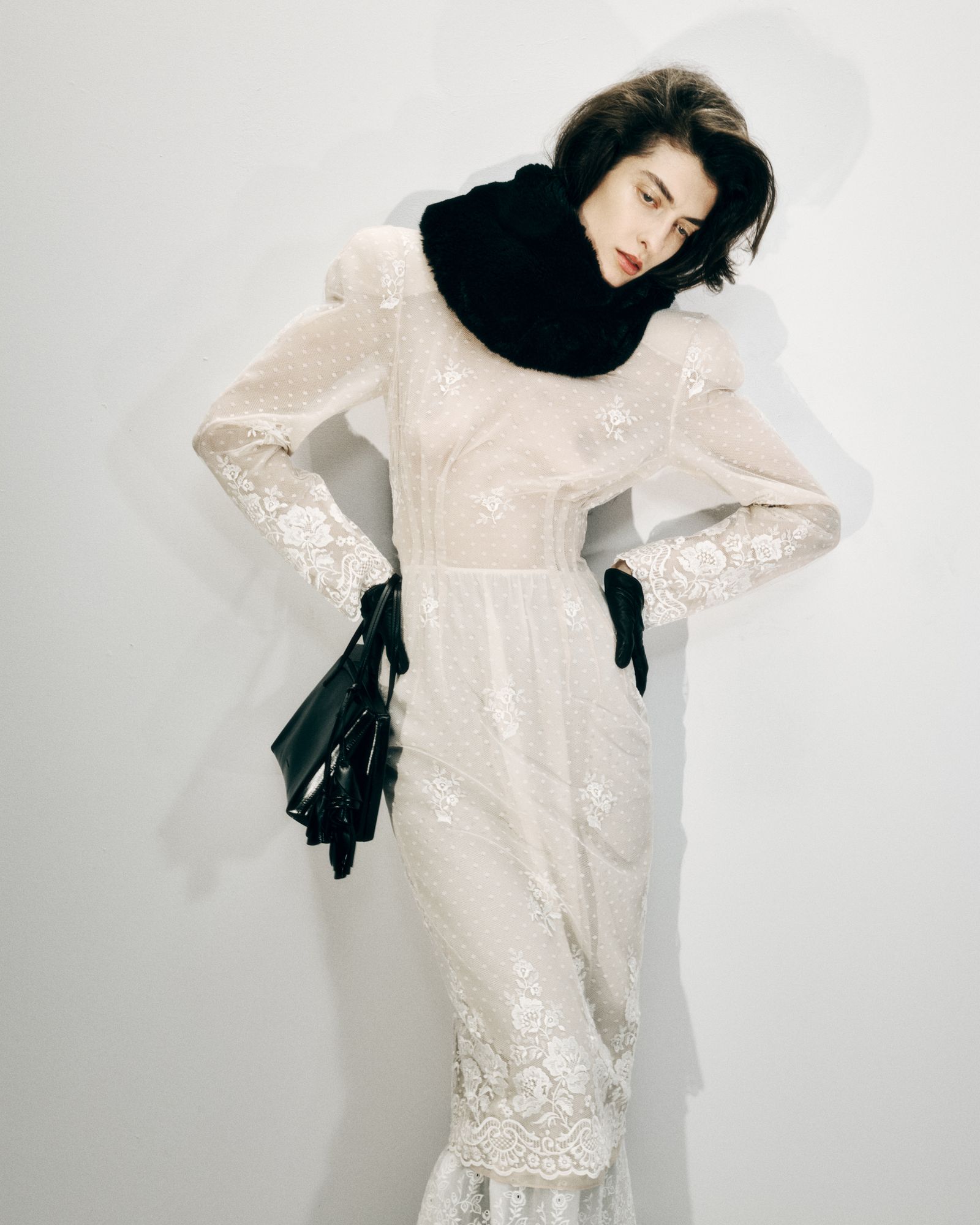 Image may contain Clothing Long Sleeve Sleeve Adult Person Dress Blouse Fashion and Coat