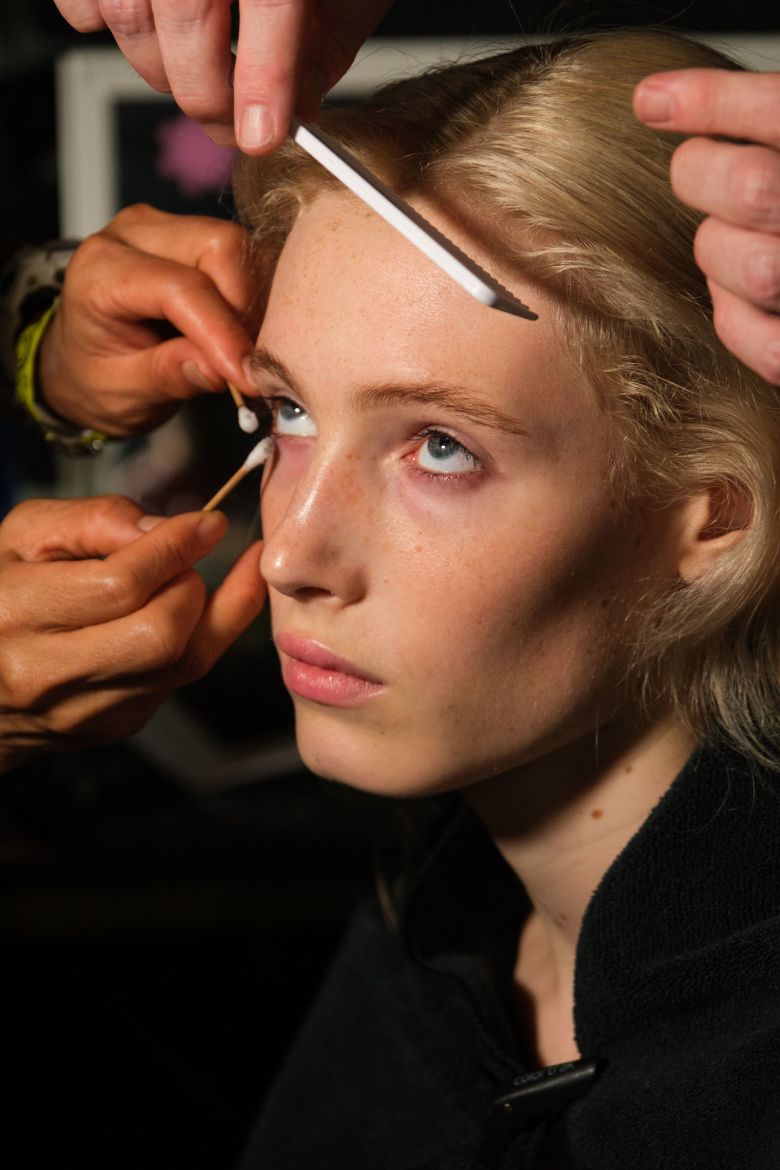 Lived-in, realistic makeup was front and center at Eckhaus Latta.