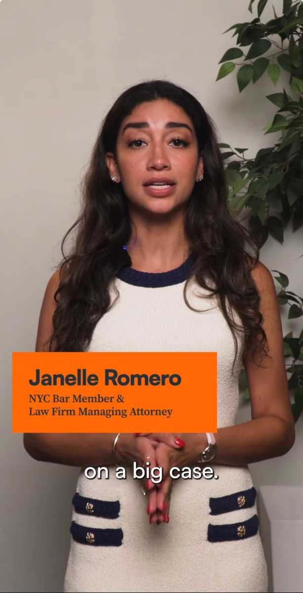 "The Law is Ours" host Janelle Romero in screenshot of NYC Bar Association video series on civics