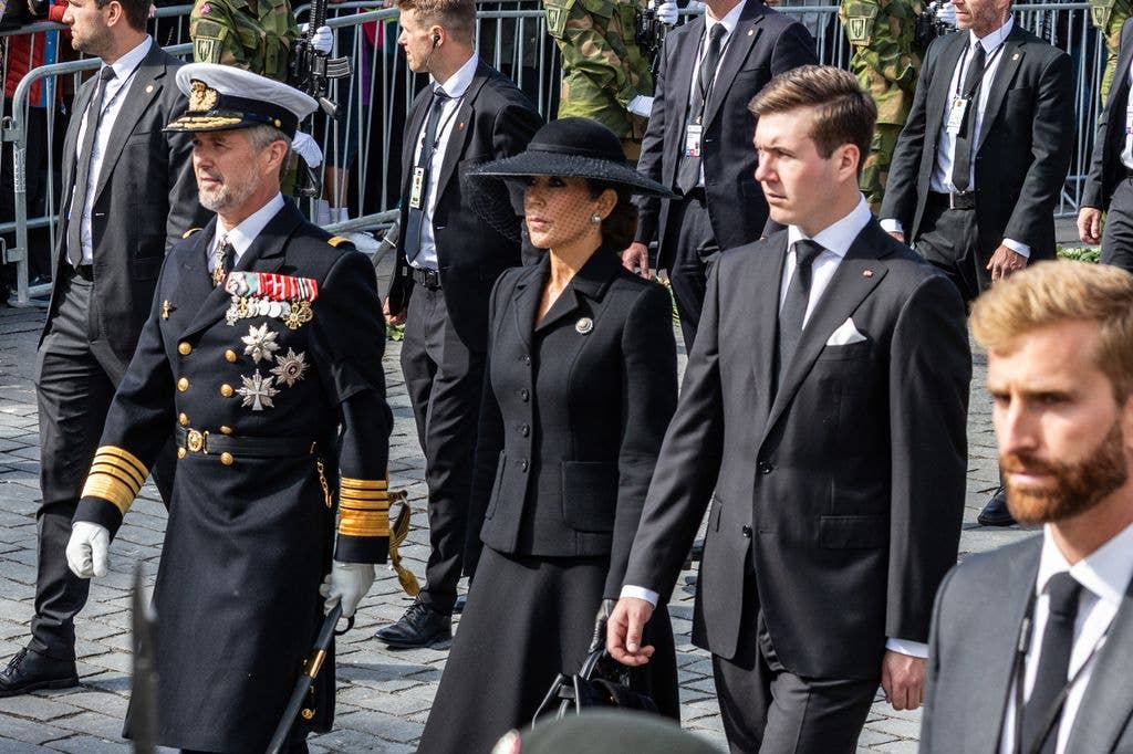 King Frederik X of Denmark and Queen Mary of Denmark during the funeral of King Harald V of Norway on September 09, 2026 in Oslo, Norway