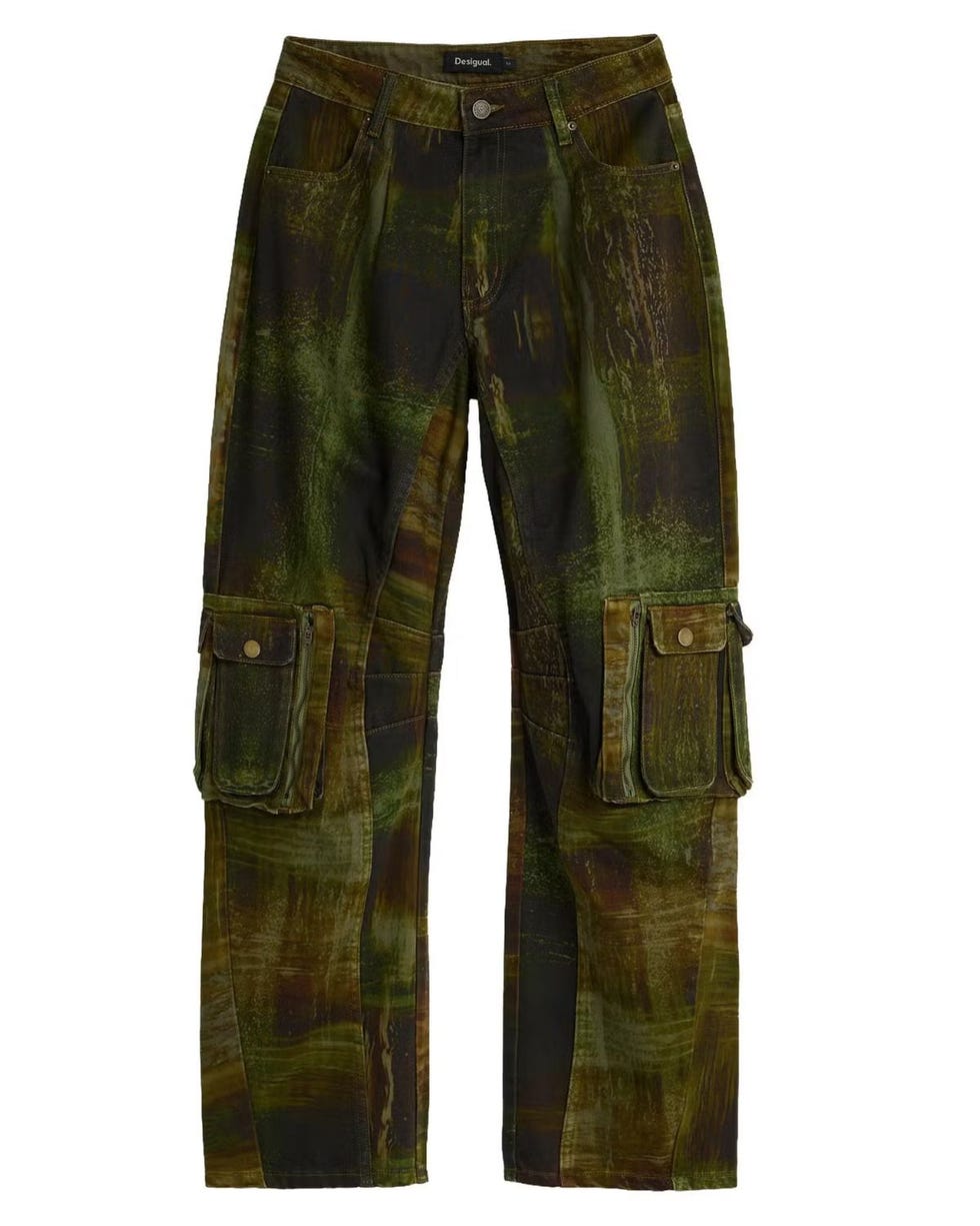 Print Cotton Cargo Pants