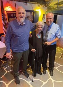 (L. to r.): New upcoming president Jerry Chrisafis, Linda Perno, and Paul Halvatzis, chairman of the Board.