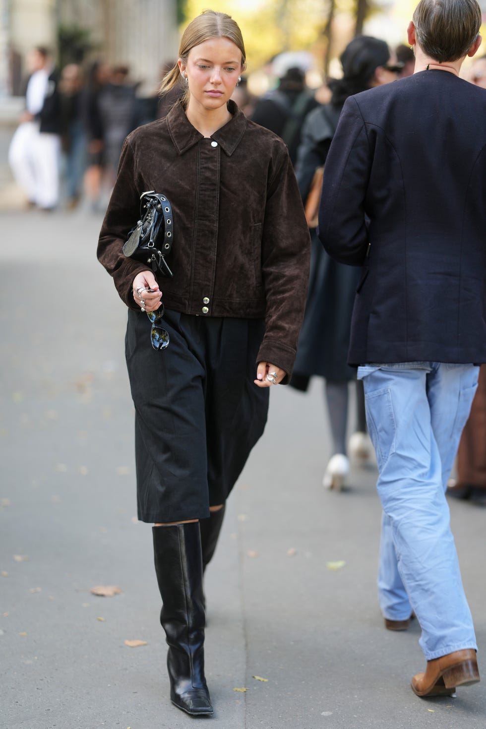 Street Style bermuda shorts knee high boots