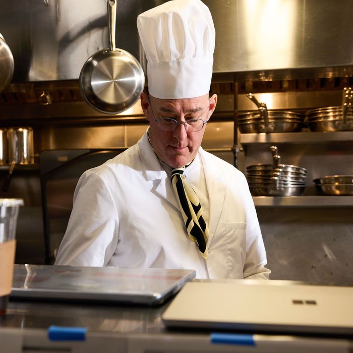 Chef Mark Ladner inside the soon-to-reopen Babbo restaurant in Manhattan, Aug. 21, 2025. (Colin Clark/The New York Times)