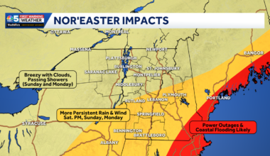 Nor'easter continues to bring rain and wind to Vermont, New York