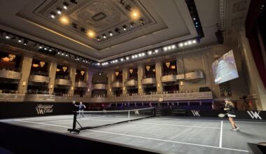 Waldorf Astoria transforms ballroom into tennis court