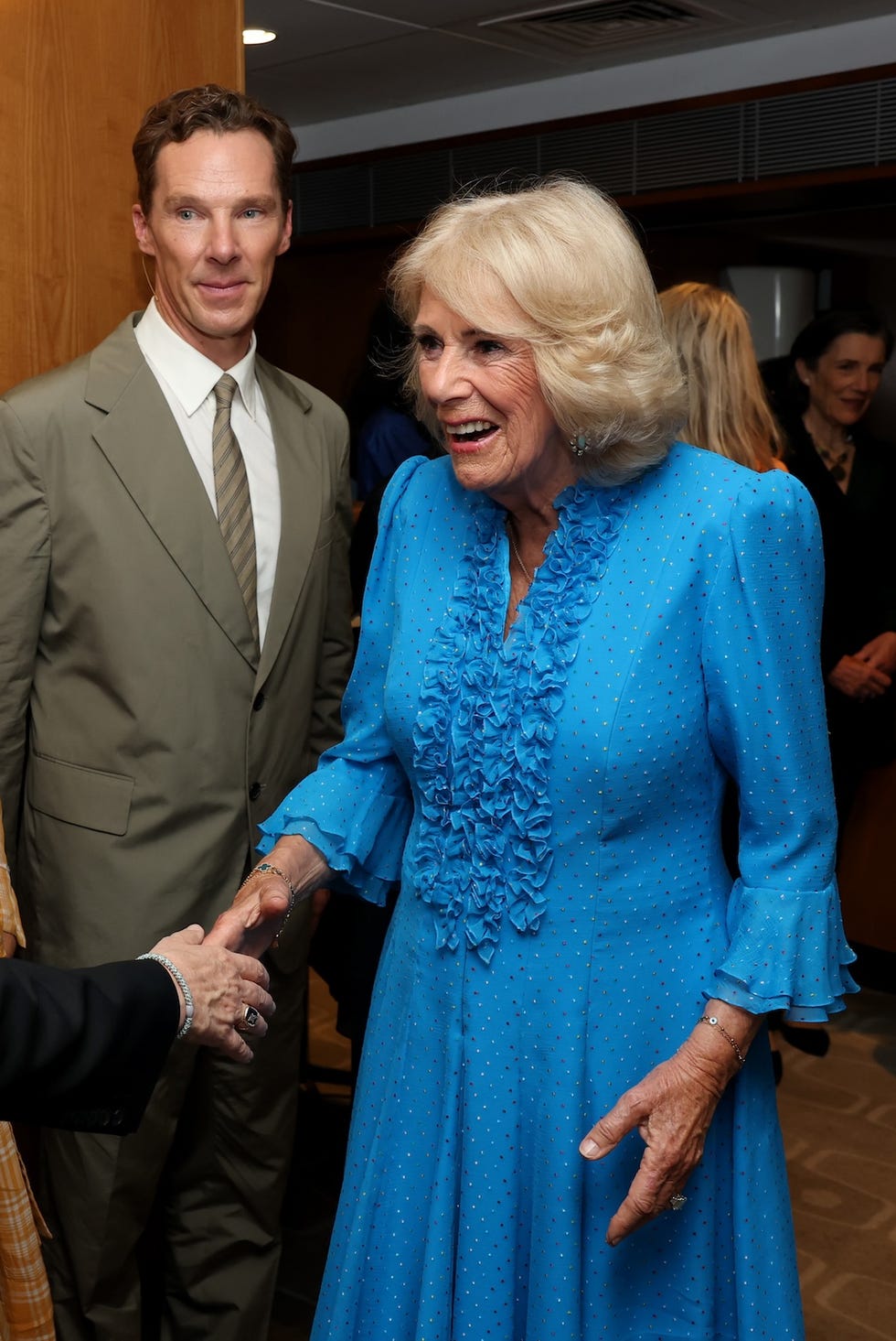 london, england september 03: olivia colman and queen camilla talk during letters live 2026 at the royal festival hall on september 03, 2026 in london, england. (photo by chris jackson/getty images)