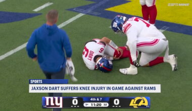 News 12 | Brooklyn | Giants Season Takes A Hit As Star Quarterback Jaxson Dart Goes Down Against Rams