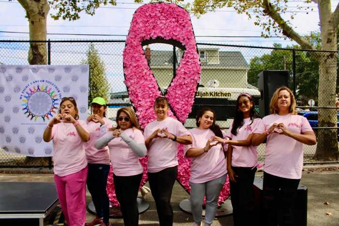 Family members of Chandra Bhajan, who lost her bout with cancer in January 2026, came out to support the Queens Cancer Walk hosted by Allison Alexis, who they said was their support system in times of grief. From left are Sunita, Grace, Mala, Sari, Tina, Sharon, and Babita.
