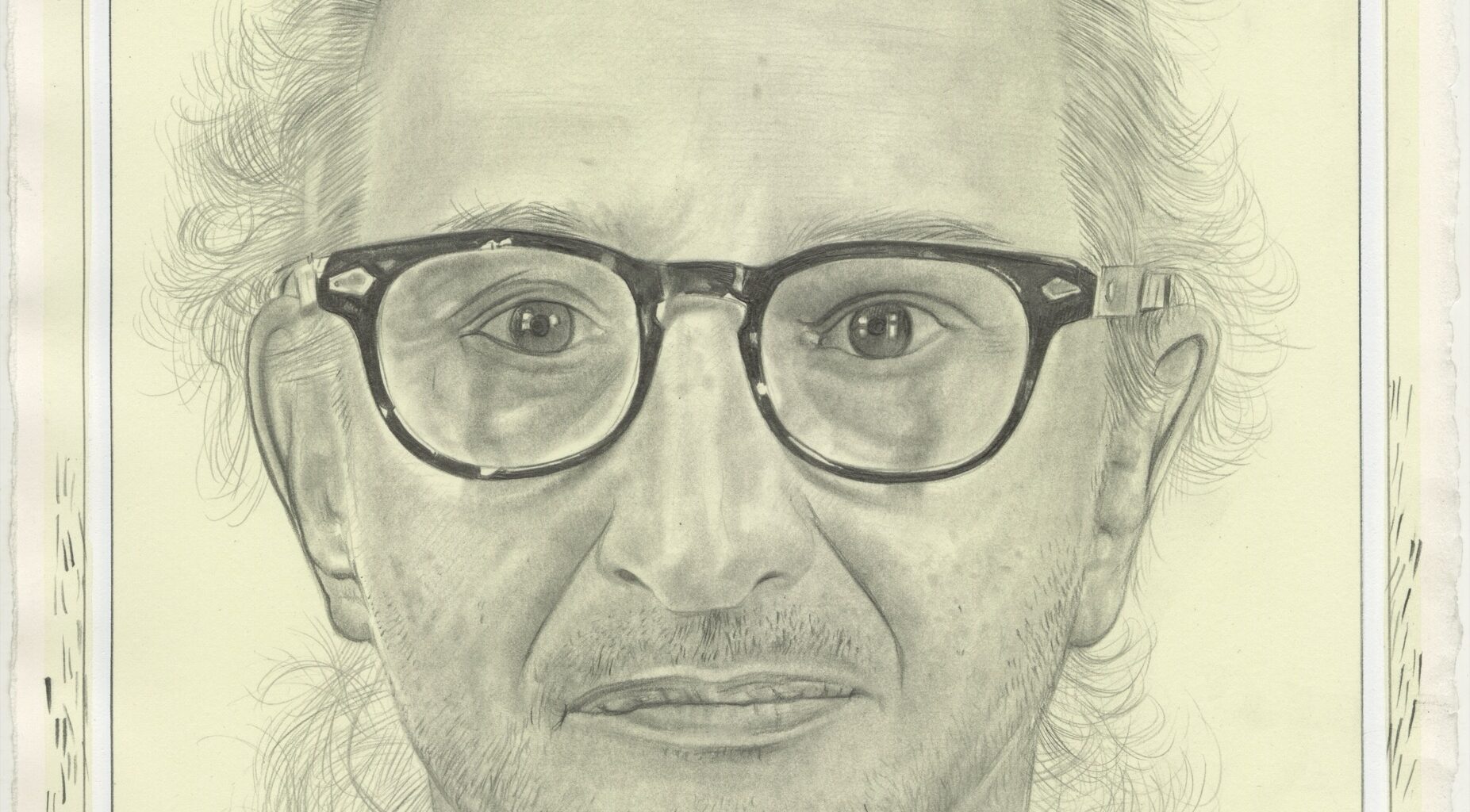 Portrait of Christopher Wool, pencil on paper by Phong H. Bui.
