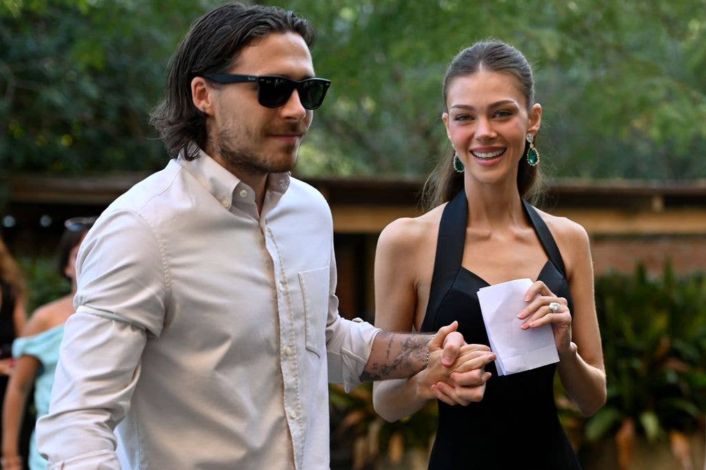 Nicola Peltz Beckham arrives at the Casa Cinema Giovani with her husband, Brooklyn Beckham to receive the "Rising Star Award" at the Kinao Awards