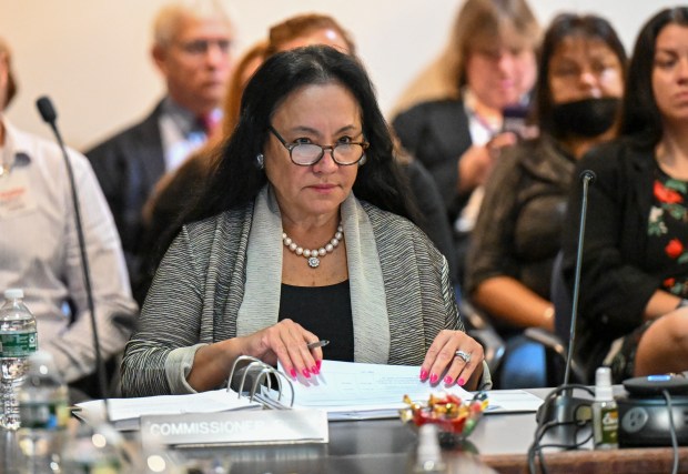 Commissioner of Education and president of the University of the State of New York Betty Rosa is pictured during a state's Board of Regents meeting Tuesday, Sept. 13, 2022, in Albany, N.Y. (AP Photo/Hans Pennink)