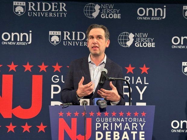 Jersey City Mayor Steve Fulop speaks after the Democratic gubernatorial debate at Rider University in Lawrenceville, N.J., on Feb. 2, 2025. (AP photo/Mike Catalini)