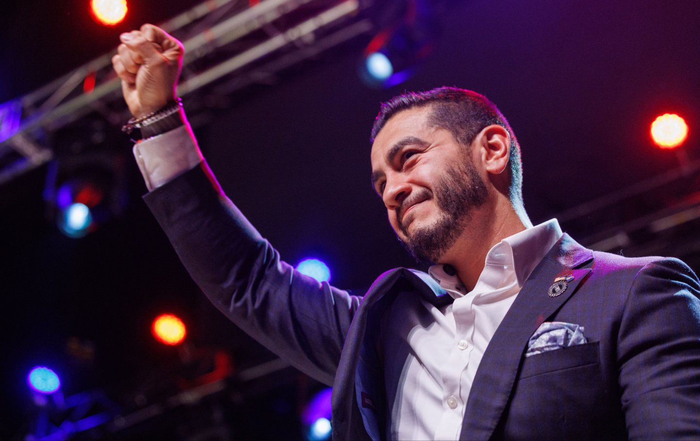 Abdul El-Sayed speaks at an election night watch party in Detroit, Michigan, on August 4, 2026.