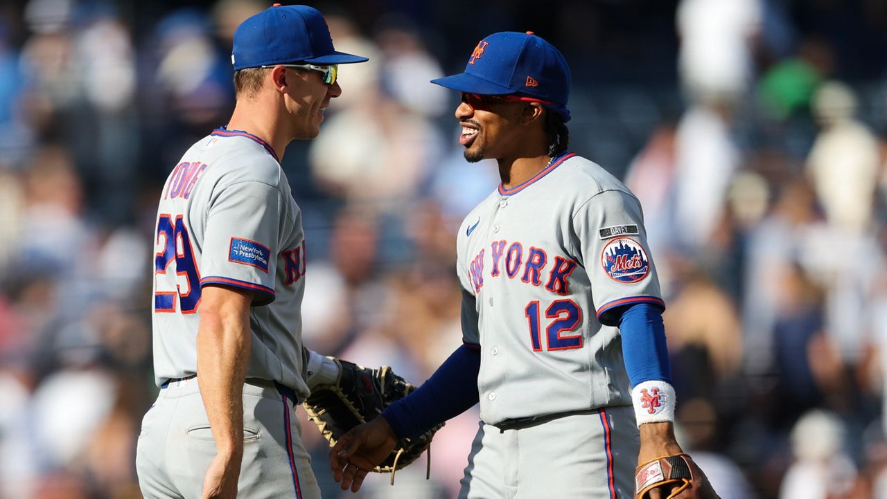 Francisco Lindor hit a leadoff homer and added a grand slam in the eighth inning as the New York Mets chased Gerrit Cole early and pounded the crosstown Yankees 12-2 on Saturday. (AP Photo/Heather Khalifa)