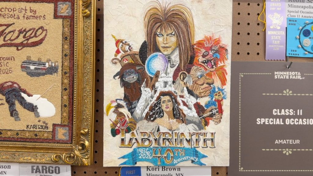 seed art portrait depicting the film labyrinth's 40th anniversary