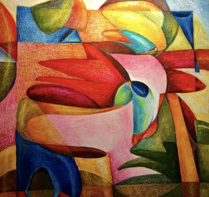 colorful, abstract watercolor pencil drawing