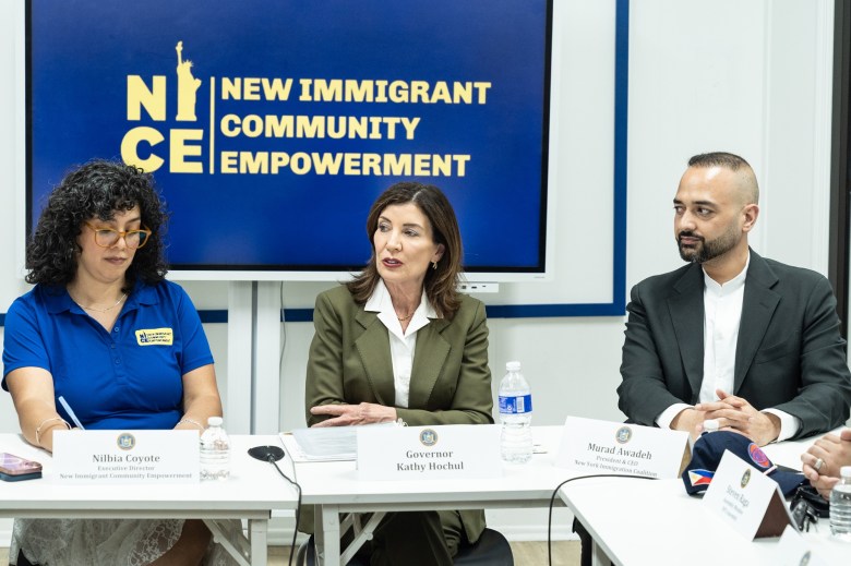 Gov. Kathy Hochul speaks at a roundtable