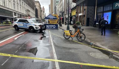 The scene of the fatal crash in Midtown Manhattan.