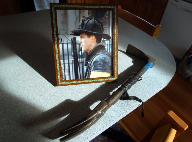 A portrait of FDNY Firefighter Kevin Dowdell, who died on Sept. 11, 2001, is pictured at his family's home in Breezy Point, Queens, in 2006. (Debbie Egan-Chin / New York Daily News)