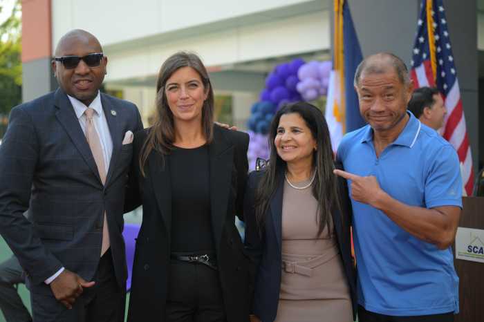 Richards and Liu pose with Jenna O'Shaughnessy (center left) and Ana De Jesus. Photo by Ramy Mahmoud. 