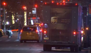 delivery truck at night